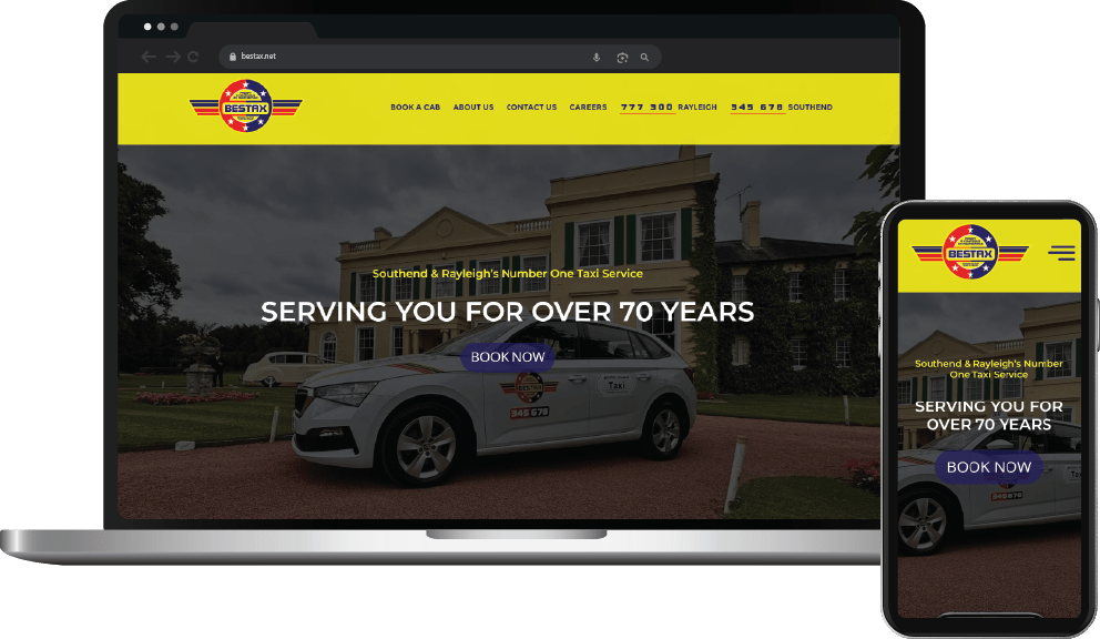 Bestax taxi cab website wordpress Southend